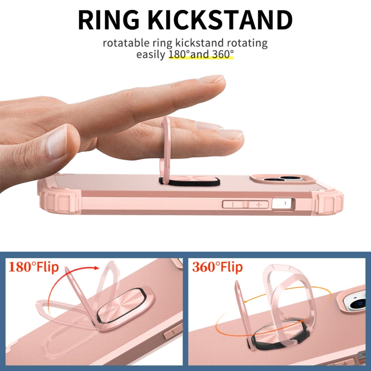 For iPhone 14 3 in 1 Ring Holder Soft Silicone Hard PC Phone Case