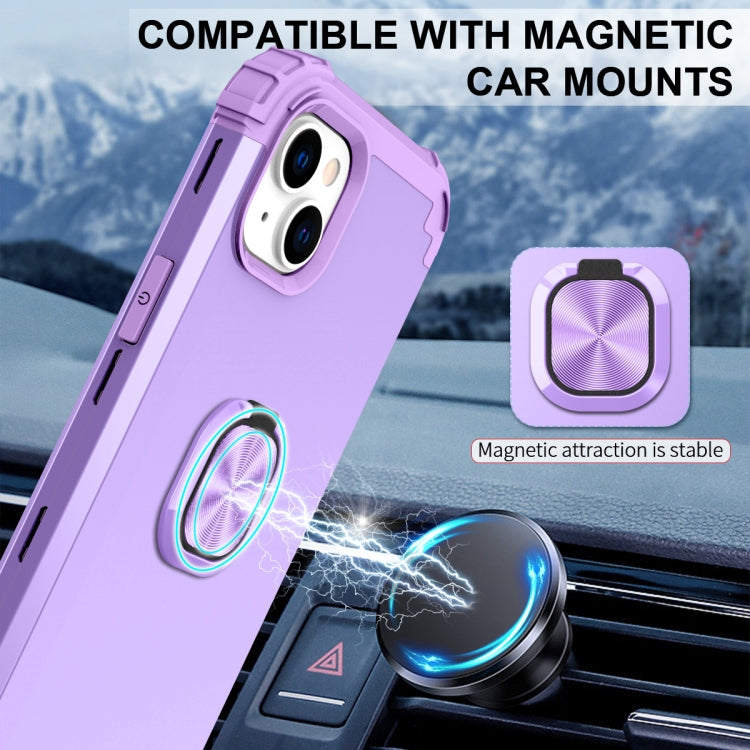 For iPhone 14 3 in 1 Ring Holder Soft Silicone Hard PC Phone Case
