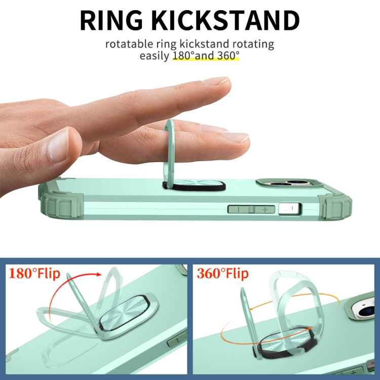 For iPhone 14 Plus 3 in 1 Ring Holder Soft Silicone Hard PC Phone Case
