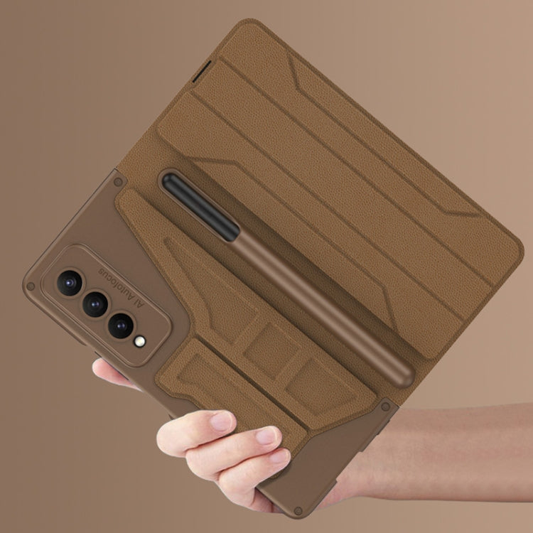 For Samsung Galaxy Z Fold4 GKK Integrated Flip Phone Case with Detachable Pen Holder