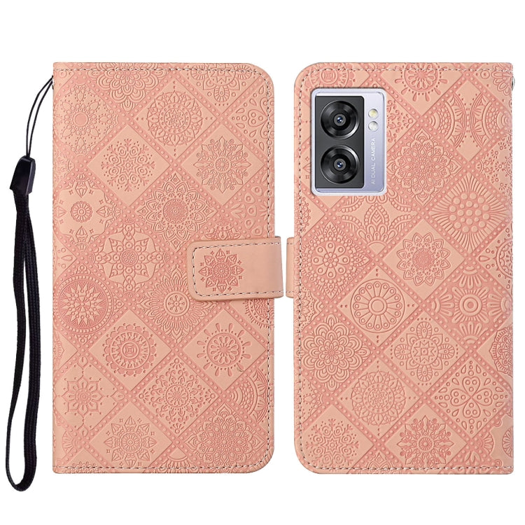For OPPO A57 2022 Ethnic Style Embossed Pattern Leather Phone Case