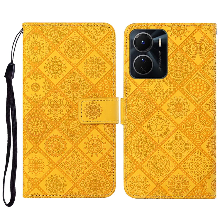 For vivo Y16 Ethnic Style Embossed Pattern Leather Phone Case