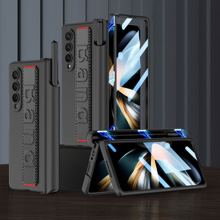 For Samsung Galaxy Z Fold4 GKK Integrated Magnetic Folding Hinge Phone Case with Wrist Strap & Pen Holder
