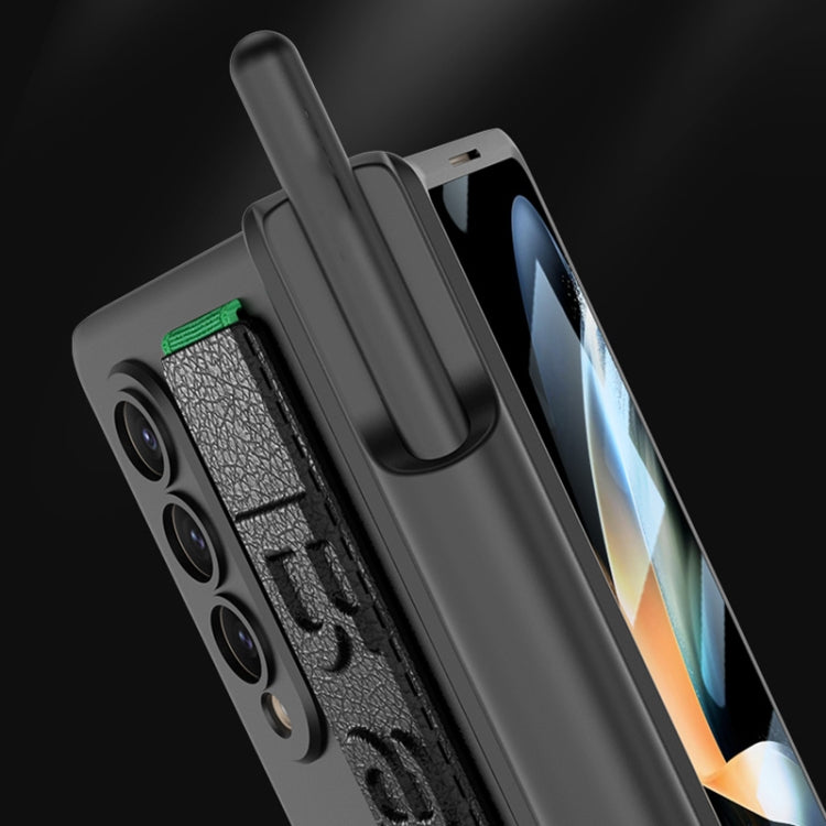 For Samsung Galaxy Z Fold4 GKK Integrated Magnetic Folding Hinge Phone Case with Wrist Strap & Pen Holder