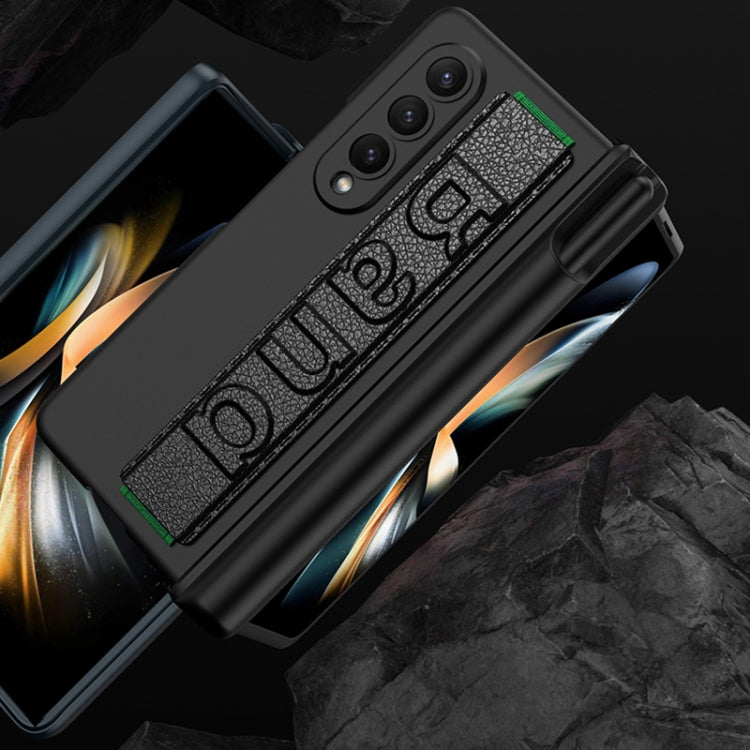 For Samsung Galaxy Z Fold4 GKK Integrated Magnetic Folding Hinge Phone Case with Wrist Strap & Pen Holder