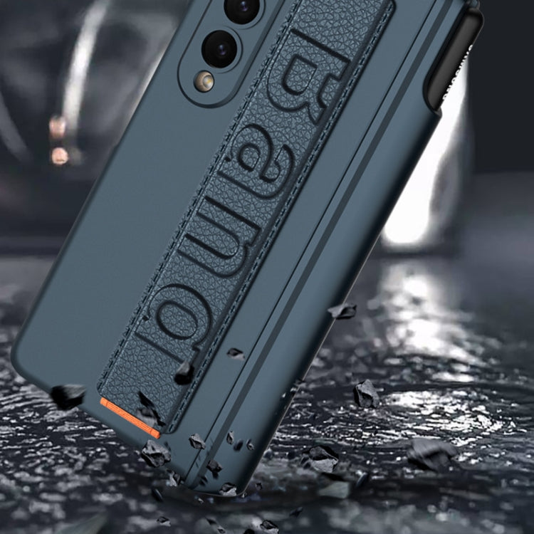 For Samsung Galaxy Z Fold4 GKK Integrated Magnetic Folding Hinge Phone Case with Wrist Strap & Pen Holder