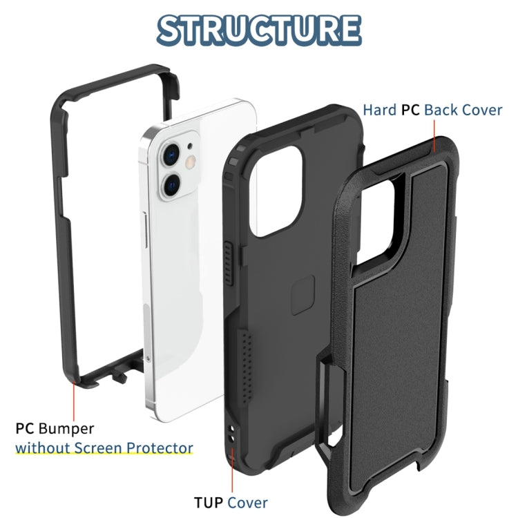 For iPhone 12 3 in 1 PC + TPU Shockproof Phone Case