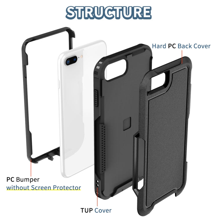 For iPhone 6 Plus / 7 Plus / 8 Plus 3 in 1 PC + TPU Shockproof Phone Case