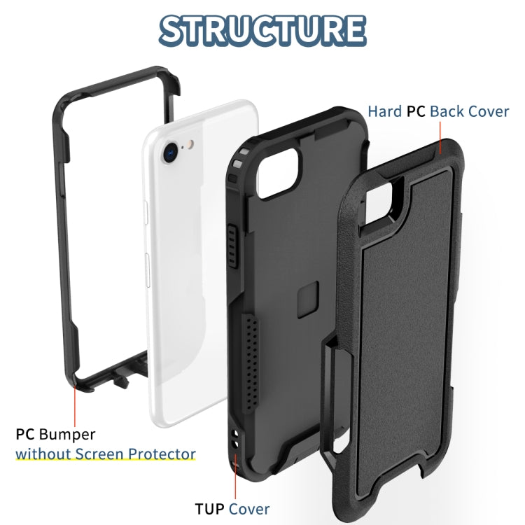 For iPhone 6 / 7 / 8 / SE 2020 3 in 1 PC + TPU Shockproof Phone Case