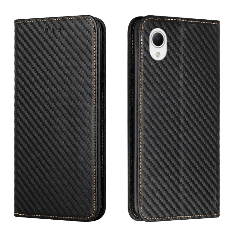 For Samsung Galaxy A23e Carbon Fiber Texture Magnetic Flip Leather Phone Case