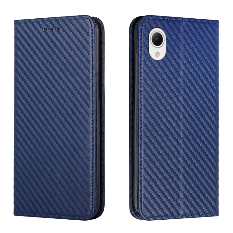 For Samsung Galaxy A23e Carbon Fiber Texture Magnetic Flip Leather Phone Case
