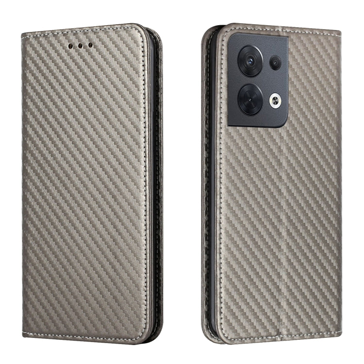 For OPPO Reno8 Carbon Fiber Texture Magnetic Flip Leather Phone Case