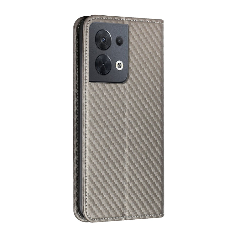 For OPPO Reno8 Carbon Fiber Texture Magnetic Flip Leather Phone Case