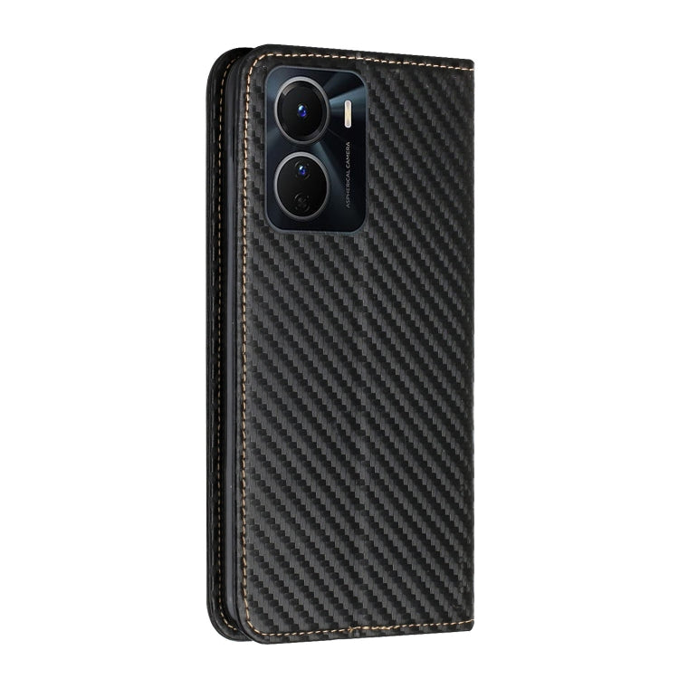 For vivo Y16 Carbon Fiber Texture Magnetic Flip Leather Phone Case