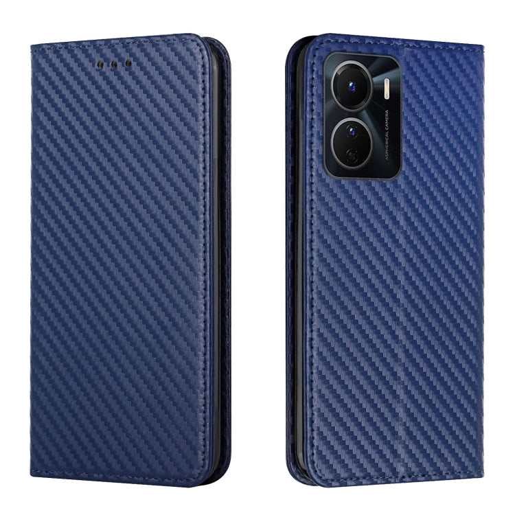 For vivo Y16 Carbon Fiber Texture Magnetic Flip Leather Phone Case