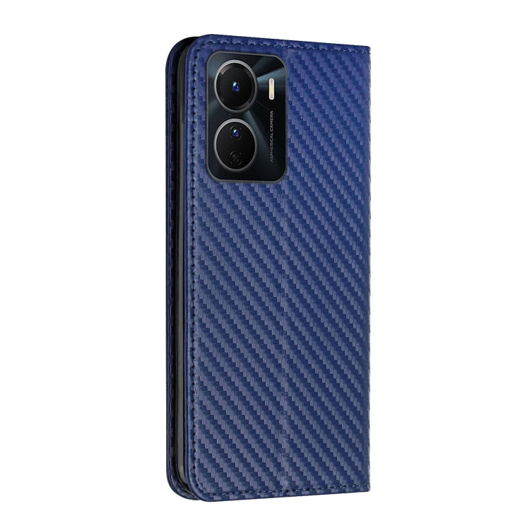 For vivo Y16 Carbon Fiber Texture Magnetic Flip Leather Phone Case