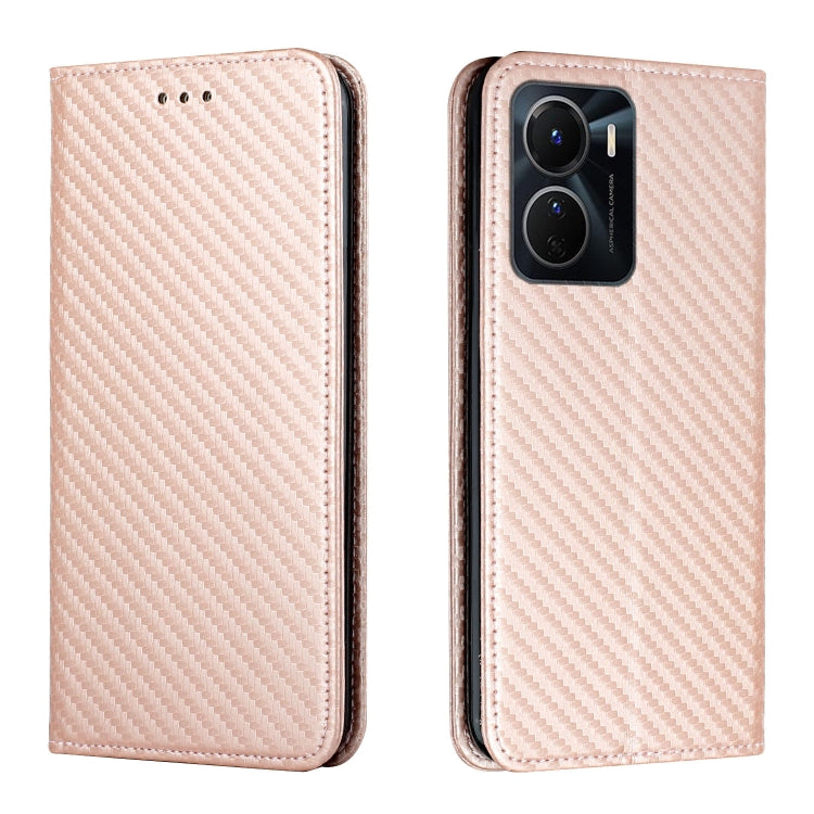 For vivo Y16 Carbon Fiber Texture Magnetic Flip Leather Phone Case