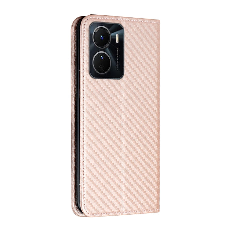 For vivo Y16 Carbon Fiber Texture Magnetic Flip Leather Phone Case