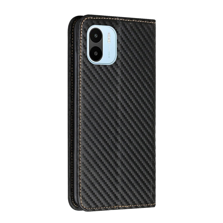 For Xiaomi Redmi A1 Carbon Fiber Texture Magnetic Flip Leather Phone Case