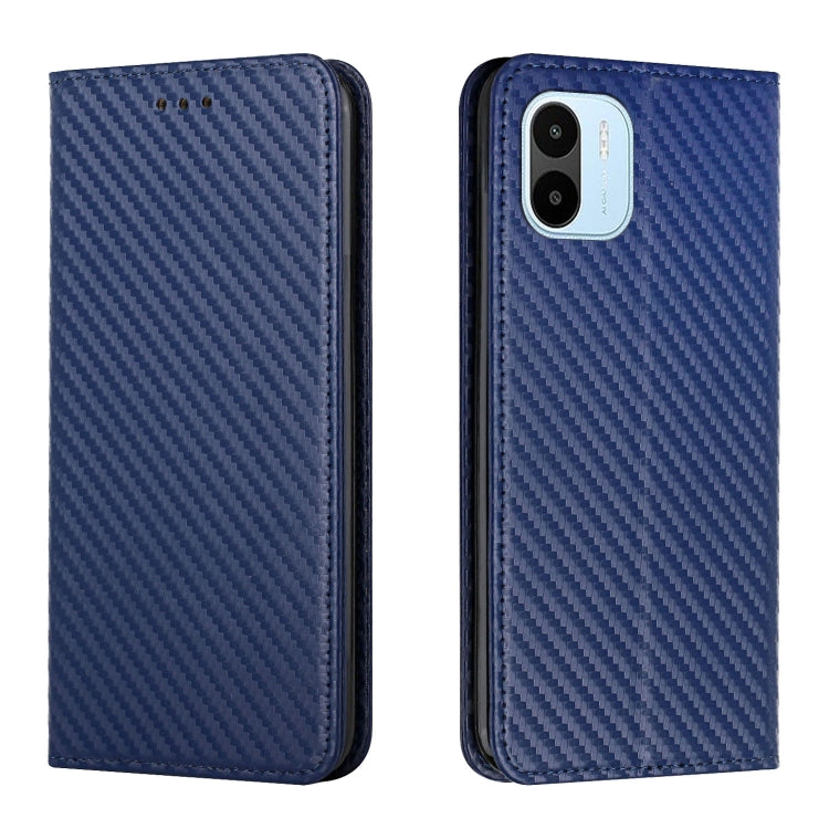 For Xiaomi Redmi A1 Carbon Fiber Texture Magnetic Flip Leather Phone Case