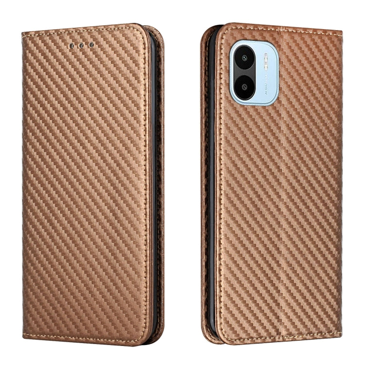 For Xiaomi Redmi A1 Carbon Fiber Texture Magnetic Flip Leather Phone Case