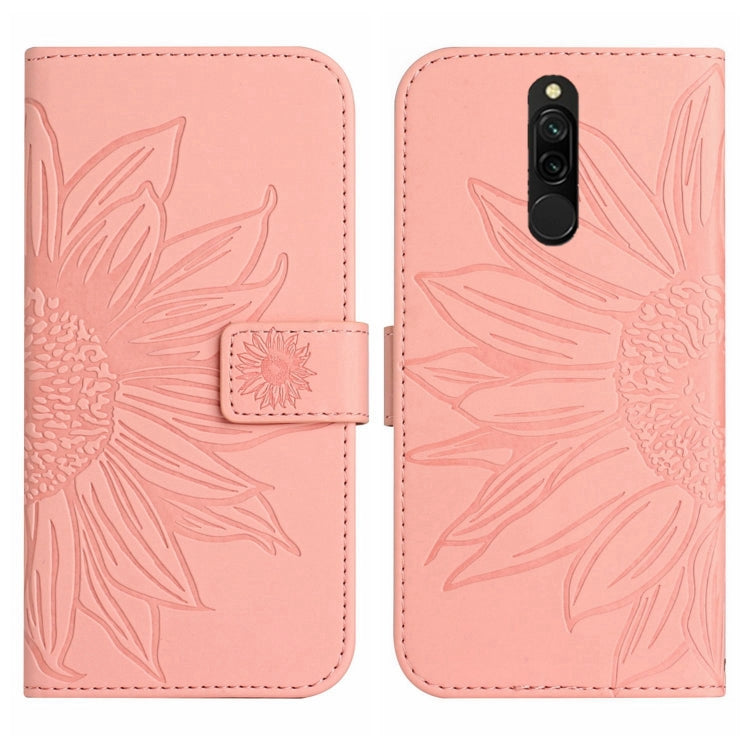 For Xiaomi Redmi 8 / 8A Skin Feel Sun Flower Pattern Flip Leather Phone Case with Lanyard