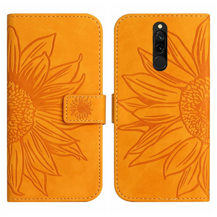 For Xiaomi Redmi 8 / 8A Skin Feel Sun Flower Pattern Flip Leather Phone Case with Lanyard