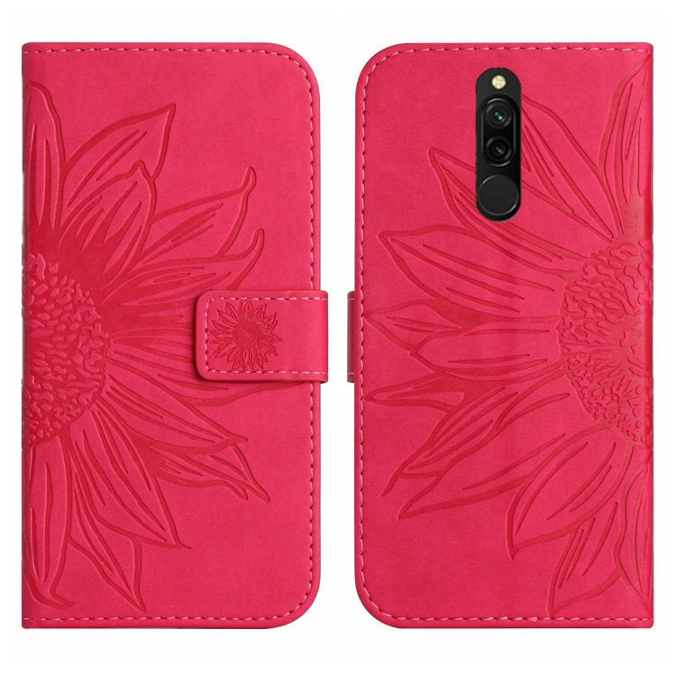 For Xiaomi Redmi 8 / 8A Skin Feel Sun Flower Pattern Flip Leather Phone Case with Lanyard