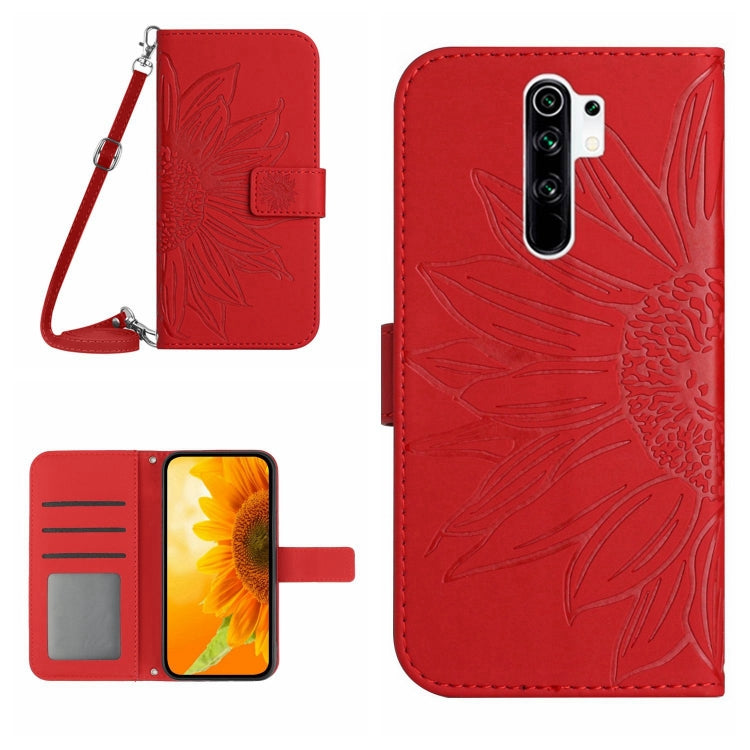 For Xiaomi Redmi 9 / POCO M2 Skin Feel Sun Flower Pattern Flip Leather Phone Case with Lanyard