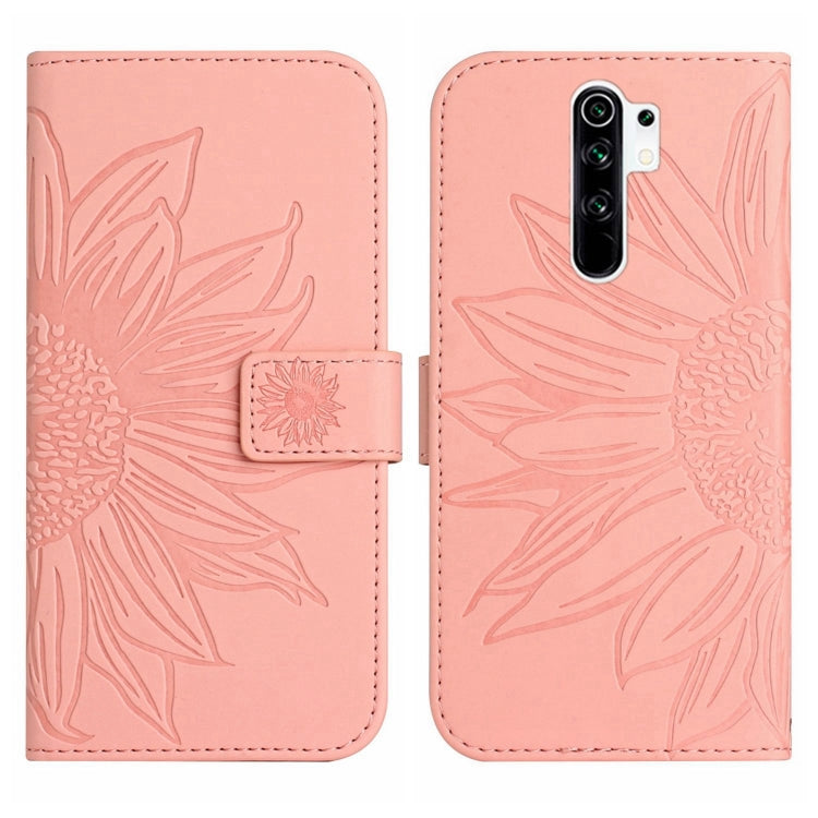 For Xiaomi Redmi 9 / POCO M2 Skin Feel Sun Flower Pattern Flip Leather Phone Case with Lanyard