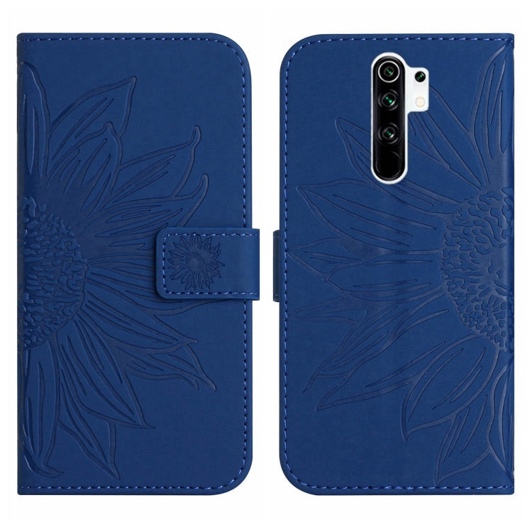 For Xiaomi Redmi 9 / POCO M2 Skin Feel Sun Flower Pattern Flip Leather Phone Case with Lanyard