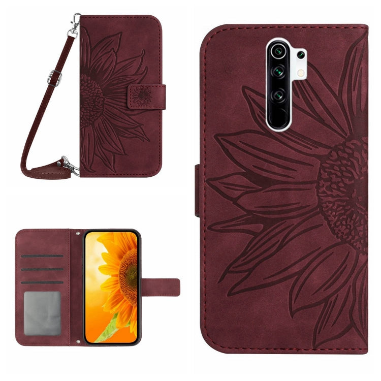 For Xiaomi Redmi 9 / POCO M2 Skin Feel Sun Flower Pattern Flip Leather Phone Case with Lanyard