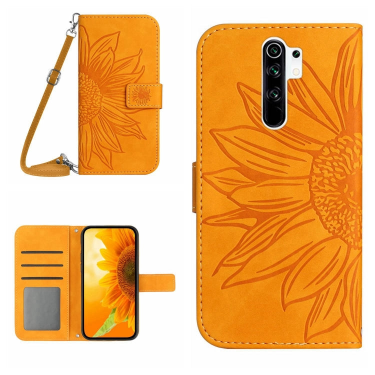 For Xiaomi Redmi 9 / POCO M2 Skin Feel Sun Flower Pattern Flip Leather Phone Case with Lanyard