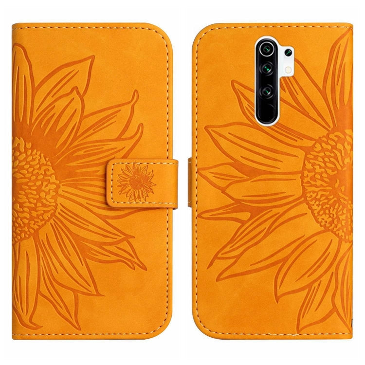 For Xiaomi Redmi 9 / POCO M2 Skin Feel Sun Flower Pattern Flip Leather Phone Case with Lanyard