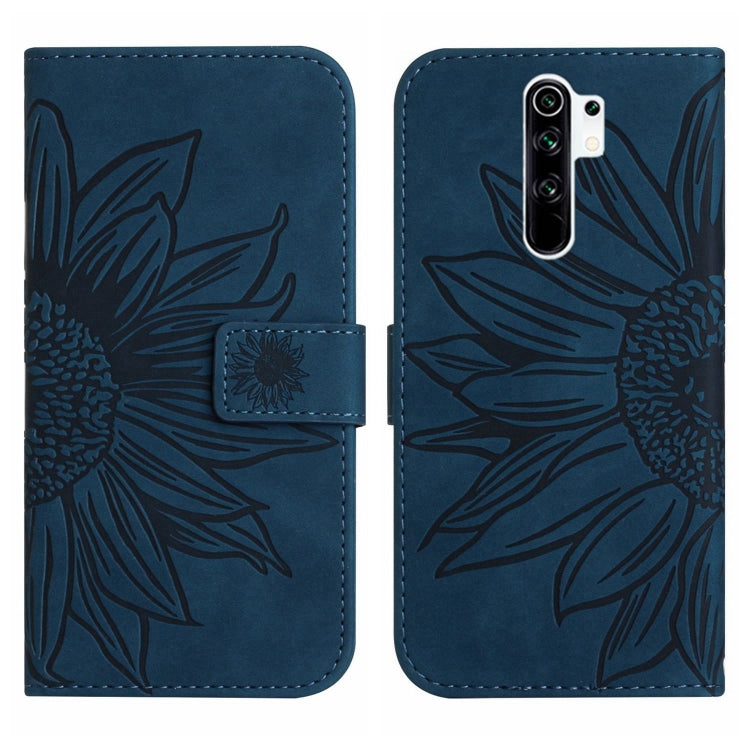 For Xiaomi Redmi 9 / POCO M2 Skin Feel Sun Flower Pattern Flip Leather Phone Case with Lanyard
