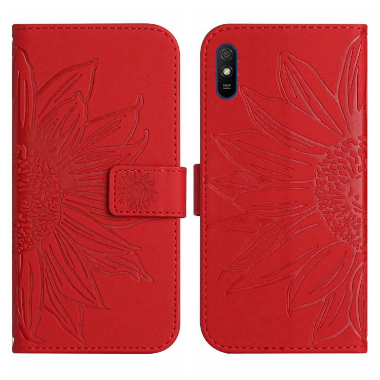 For Xiaomi Redmi 9A / 9i Skin Feel Sun Flower Pattern Flip Leather Phone Case with Lanyard