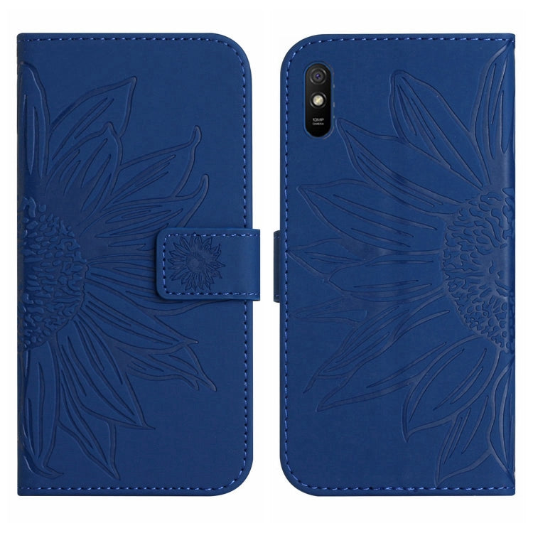 For Xiaomi Redmi 9A / 9i Skin Feel Sun Flower Pattern Flip Leather Phone Case with Lanyard