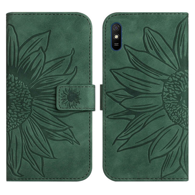 For Xiaomi Redmi 9A / 9i Skin Feel Sun Flower Pattern Flip Leather Phone Case with Lanyard