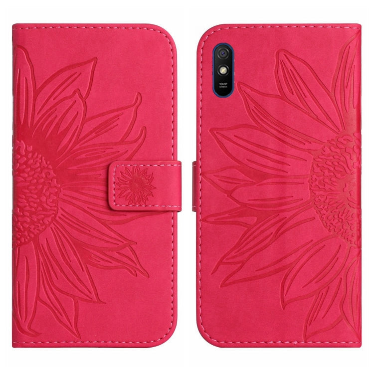 For Xiaomi Redmi 9A / 9i Skin Feel Sun Flower Pattern Flip Leather Phone Case with Lanyard