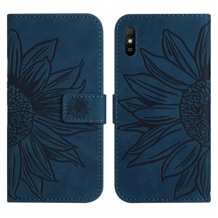 For Xiaomi Redmi 9A / 9i Skin Feel Sun Flower Pattern Flip Leather Phone Case with Lanyard