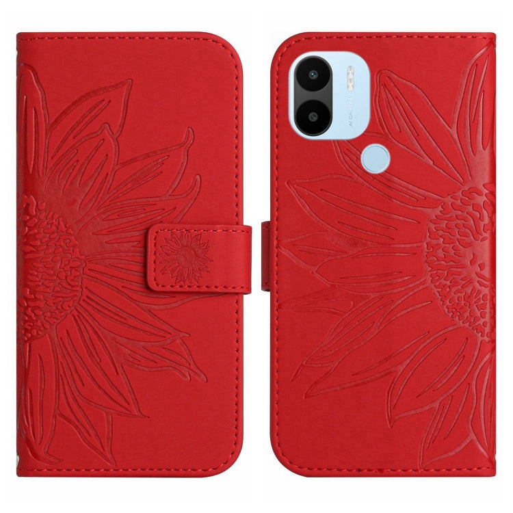 For Xiaomi Redmi A1+ Skin Feel Sun Flower Pattern Flip Leather Phone Case with Lanyard