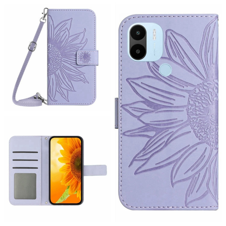 For Xiaomi Redmi A1+ Skin Feel Sun Flower Pattern Flip Leather Phone Case with Lanyard