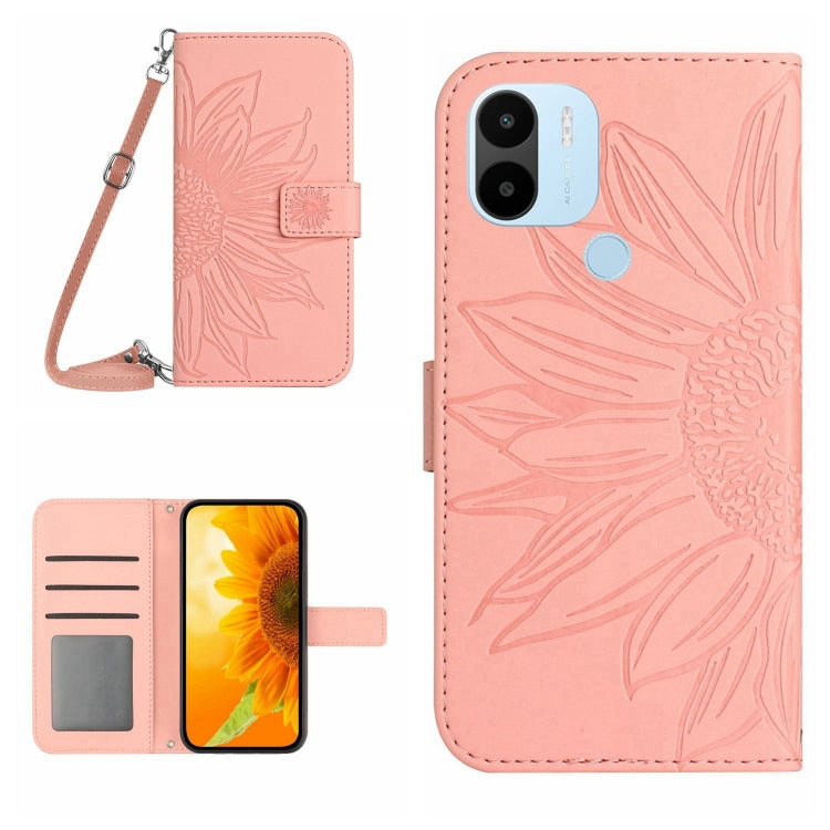 For Xiaomi Redmi A1+ Skin Feel Sun Flower Pattern Flip Leather Phone Case with Lanyard