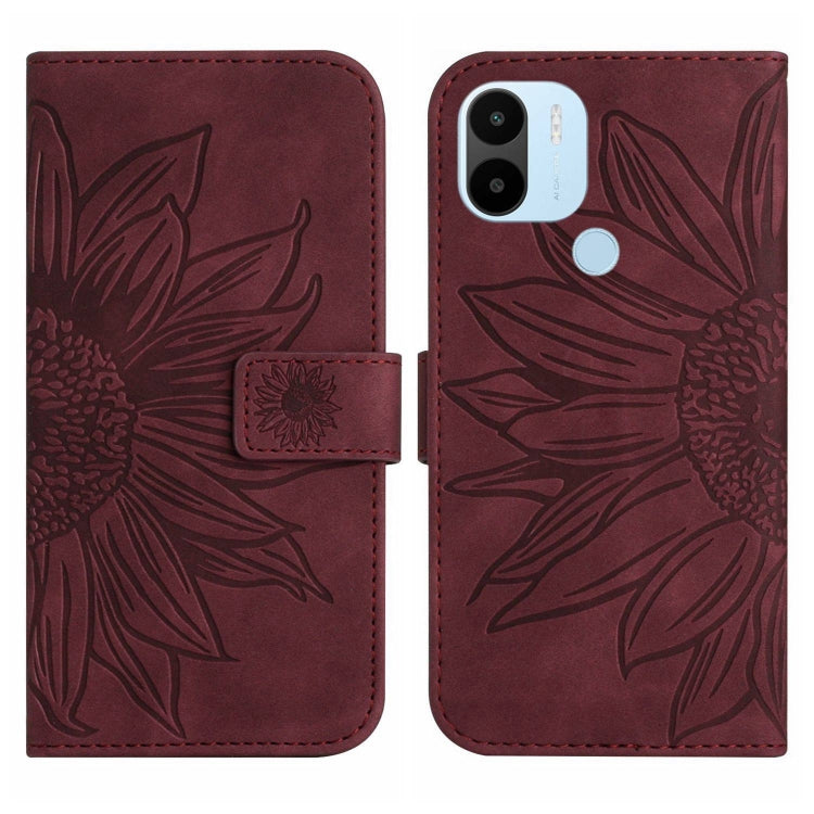 For Xiaomi Redmi A1+ Skin Feel Sun Flower Pattern Flip Leather Phone Case with Lanyard