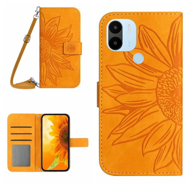 For Xiaomi Redmi A1+ Skin Feel Sun Flower Pattern Flip Leather Phone Case with Lanyard