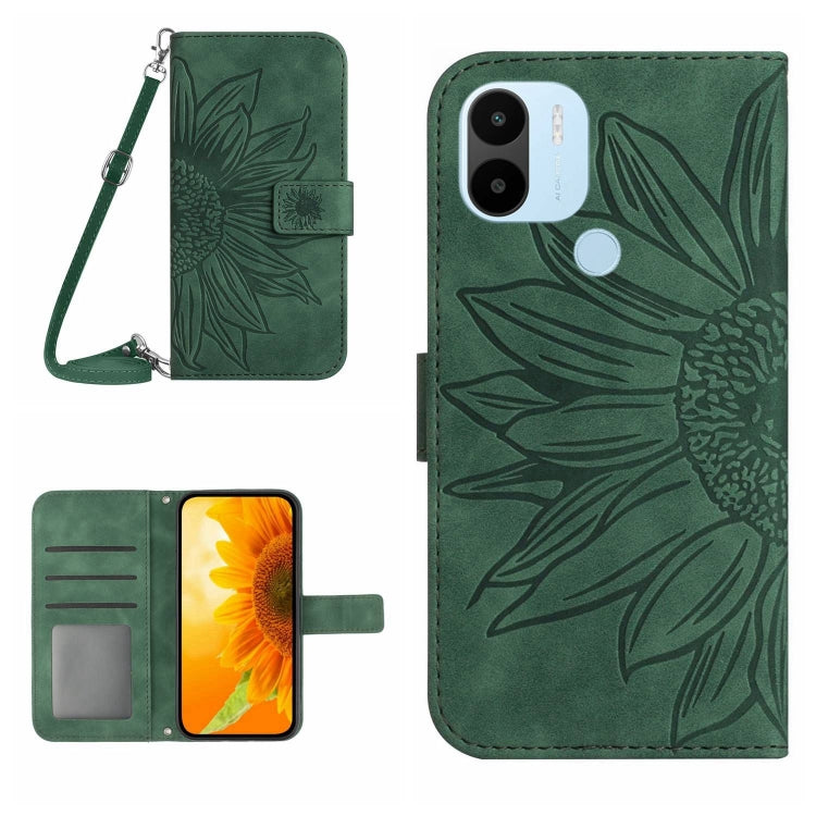 For Xiaomi Redmi A1+ Skin Feel Sun Flower Pattern Flip Leather Phone Case with Lanyard