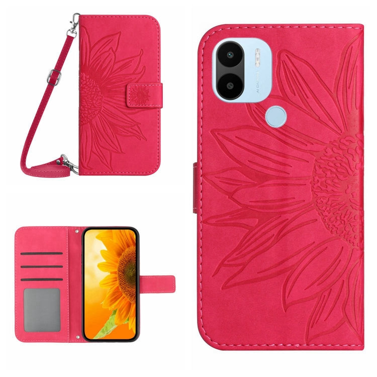 For Xiaomi Redmi A1+ Skin Feel Sun Flower Pattern Flip Leather Phone Case with Lanyard
