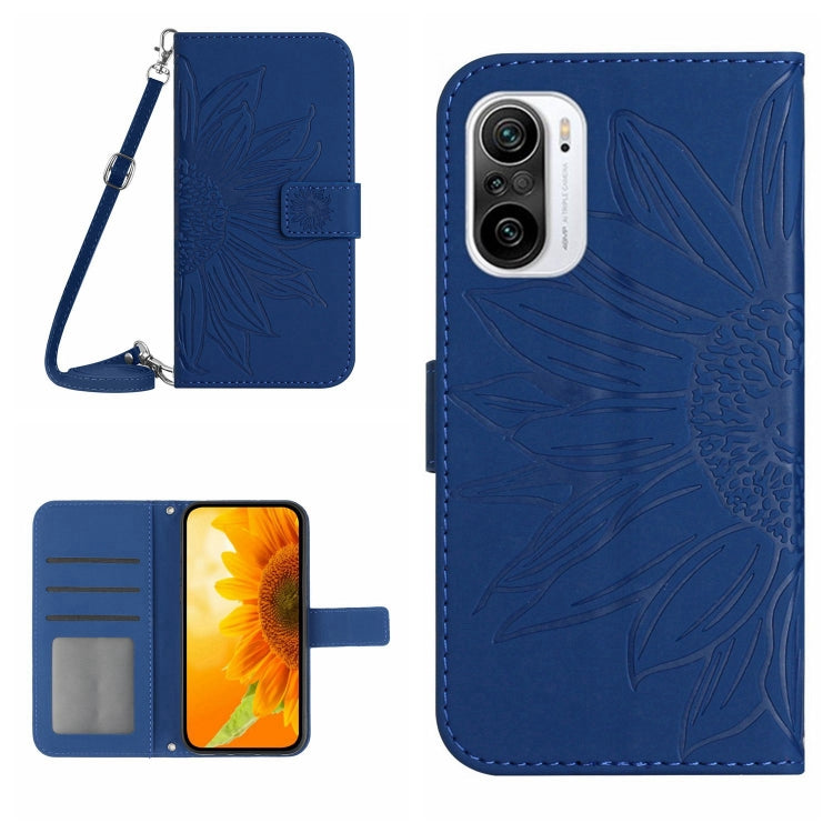 For Xiaomi Redmi K40 / K40 Pro / Poco F3 / F3 Pro / 11i / 11X / 11X Pro Skin Feel Sun Flower Pattern Flip Leather Phone Case with Lanyard