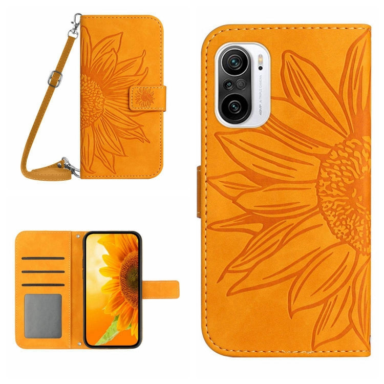 For Xiaomi Redmi K40 / K40 Pro / Poco F3 / F3 Pro / 11i / 11X / 11X Pro Skin Feel Sun Flower Pattern Flip Leather Phone Case with Lanyard