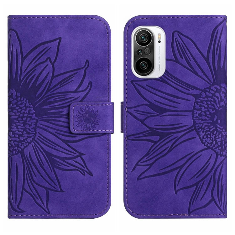 For Xiaomi Redmi K40 / K40 Pro / Poco F3 / F3 Pro / 11i / 11X / 11X Pro Skin Feel Sun Flower Pattern Flip Leather Phone Case with Lanyard